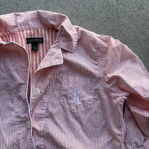 Ralph Lauren Womens Orange and White Striped pajama set